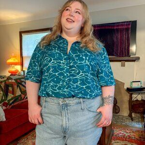 New with Tags Maya Kern Ocean Button Up Shirt Size XL